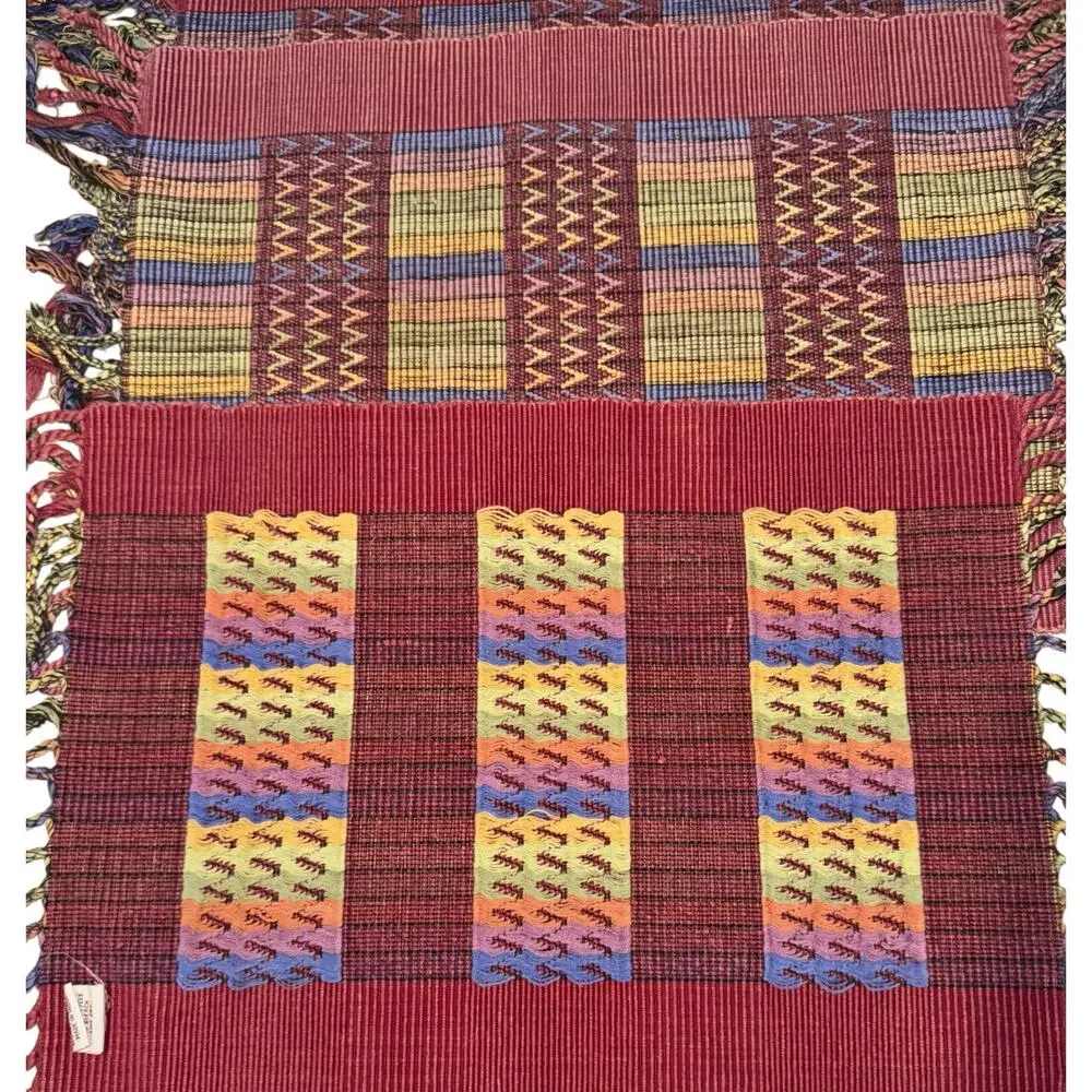World Market Southwestern Textured Placemats x4 Geometric Aztec Desert Tassels